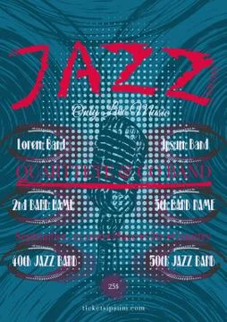 Vector jazz, rock or blues music poster template Stock Illustration