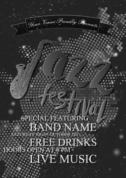 Vector jazz, rock or blues music poster template. Stock Illustration