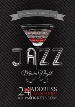 Vector jazz, rock or blues music poster template. Stock Illustration