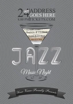 Vector jazz, rock or blues music poster template. Stock Illustration