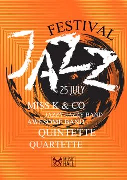 Vector jazz, rock or blues music poster template. Stock Illustration