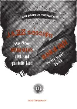 Vector jazz, rock or blues music poster template. Stock Illustration