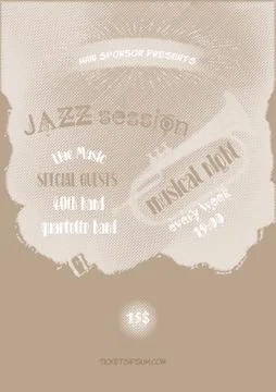 Vector jazz, rock or blues music poster template. Stock Illustration