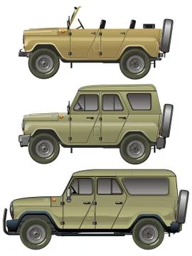 Vector jeeps set Stock Illustration