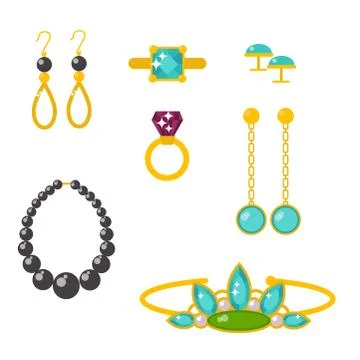 Vector jewelry items gold elegance gemstones precious accessories fashion イラスト素材