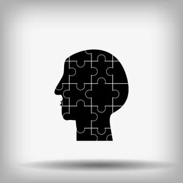 Vector : Jigsaw in head and brain logo Stock Illustration