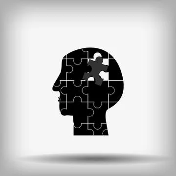 Vector : Jigsaw in head and brain logo Stock Illustration