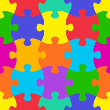 Vector jigsaw puzzle seamless pattern イラスト素材