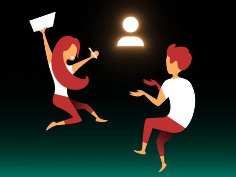 Vector job interview in gradient style. Editable illustration Stock Illustration