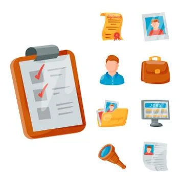 Vector job search icon set office concept human recruitment employment work Stock Illustration
