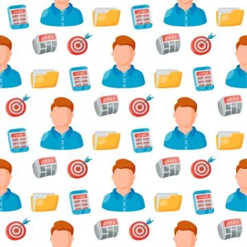 Vector job search seamless pattern background office concept human recruitment Stock Illustration