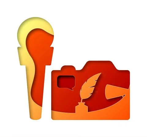 Vector journalism in paper art style Stock Illustration