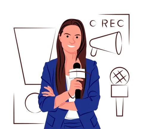 Vector journalist in shadow of sharp lines style 스톡 일러스트