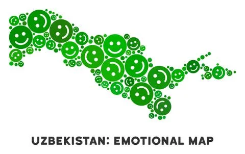 Vector Joy Uzbekistan Map Collage of Smileys 스톡 일러스트
