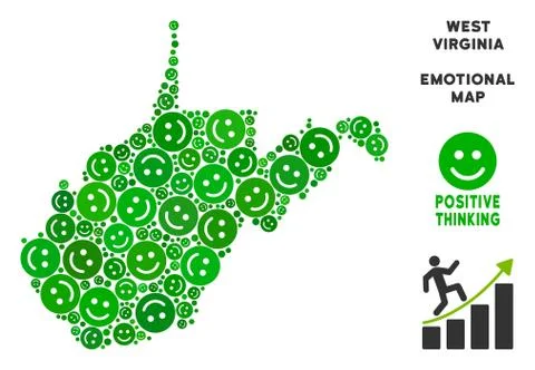 Vector Joy West Virginia State Map Composition of Smileys Illustrazione stock