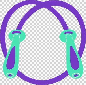 Vector jump rope is looping on transparent background with purple braided cord Stock Illustration