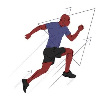 Vector jumping man in shadow of sharp lines style Stock Illustration