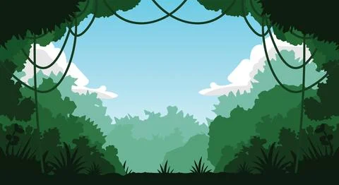 Vector Jungle Forest Game Background Stock Illustration