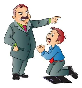 Vector of junior executive begging for work. Stock Illustration