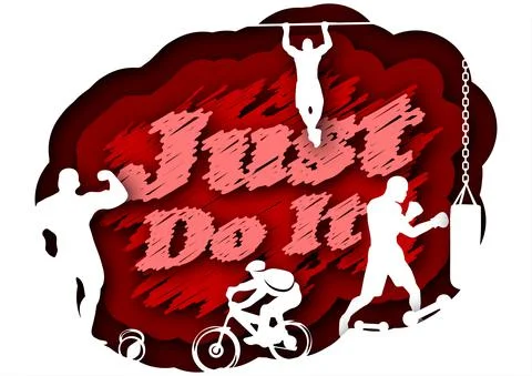Vector just do it in paper art style Stock Illustration