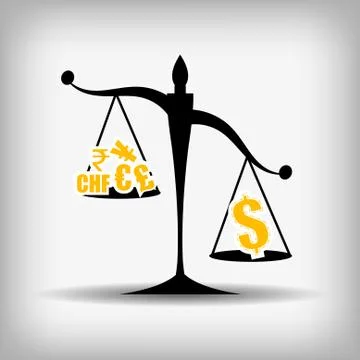 Vector : Justic scales between dollar and other currency Stock Illustration