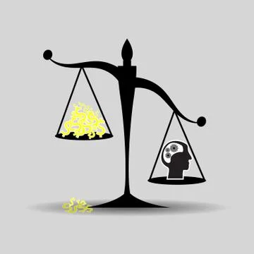 Vector : Justic scales between knowledge and money Stock Illustration