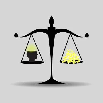Vector : Justic scales between knowledge and money Stock Illustration