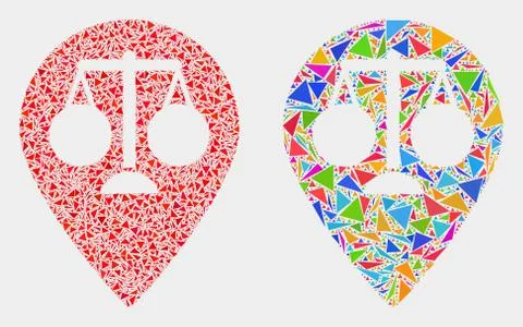 Vector Justice Map Marker Mosaic Icon of Triangle Elements Stock Illustration