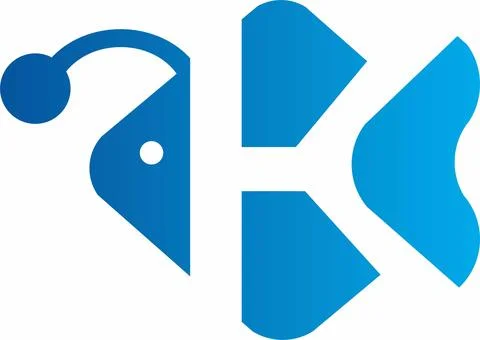 Vector k letter fish logo design Stock Illustration