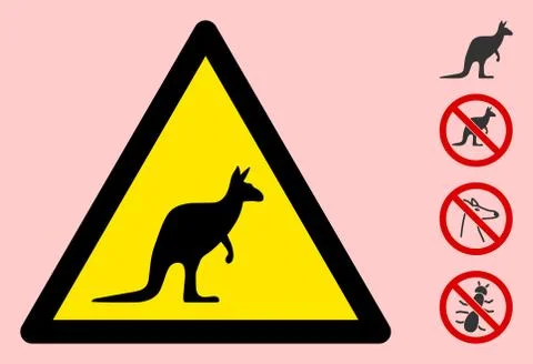 Vector Kangaroo Warning Triangle Sign Icon Illustrazione stock
