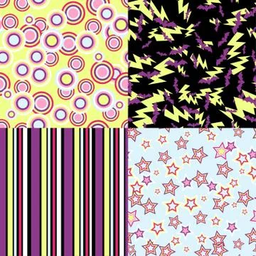 Vector kawaii patterns of Halloween related objects Stockillustratie