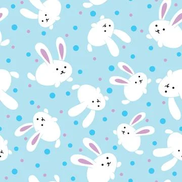 Vector Kawaii Seamless pattern. cute cartoon bunny Stock Illustration