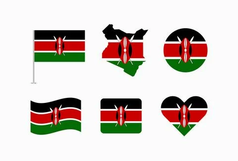 Vector Kenya flag. Set of Kenya Flags Collection. Stock Illustration