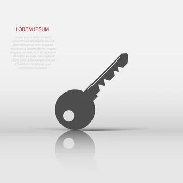 Vector key icon in flat style. Unlock sign illustration pictogram. Private .. Stock Illustration