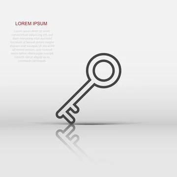 Vector key icon in flat style. Unlock sign illustration pictogram. Private .. Stock Illustration