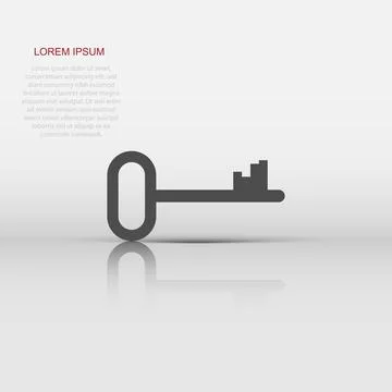 Vector key icon in flat style. Secret keyword sign illustration pictogram. .. Stock Illustration