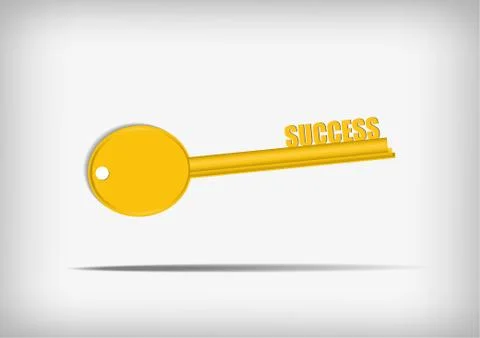 Vector : Key with success concept on gray background Illustrazione stock
