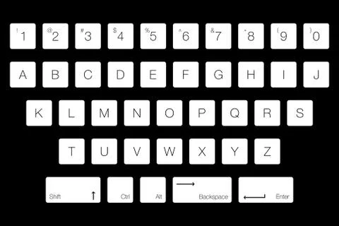 Vector Keyboard Computer Letter Keys. Isolated White Buttons in Alphabetical  Stock Illustration