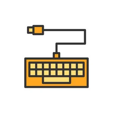 Vector keyboard flat color line icon. Isolated on white background Stock Illustration