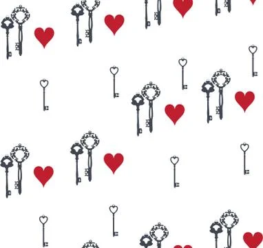 Vector Keys and Hearts. Illustrazione stock