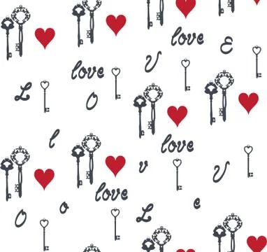 Vector Keys and Hearts. Stock Illustration