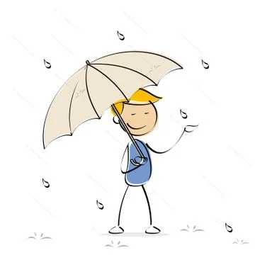 Vector kid enjoying rain Stock-Illustration