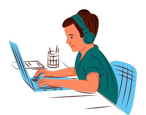 Vector kid with laptop in shadow of sharp lines style Stock Illustration