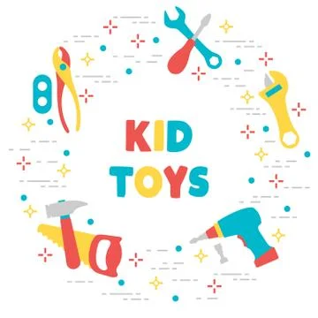 Vector kid toy tools childhood activity play game Ilustración de archivo
