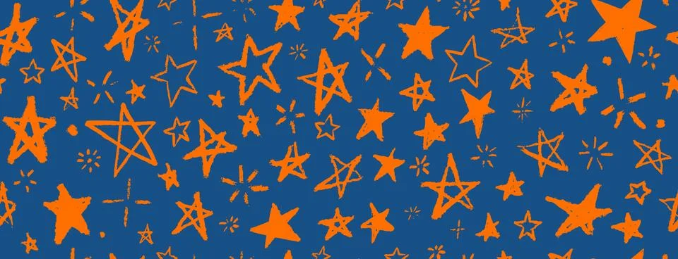 Vector kids pattern with doodle textured stars. Vector seamless background, b Stock Illustration