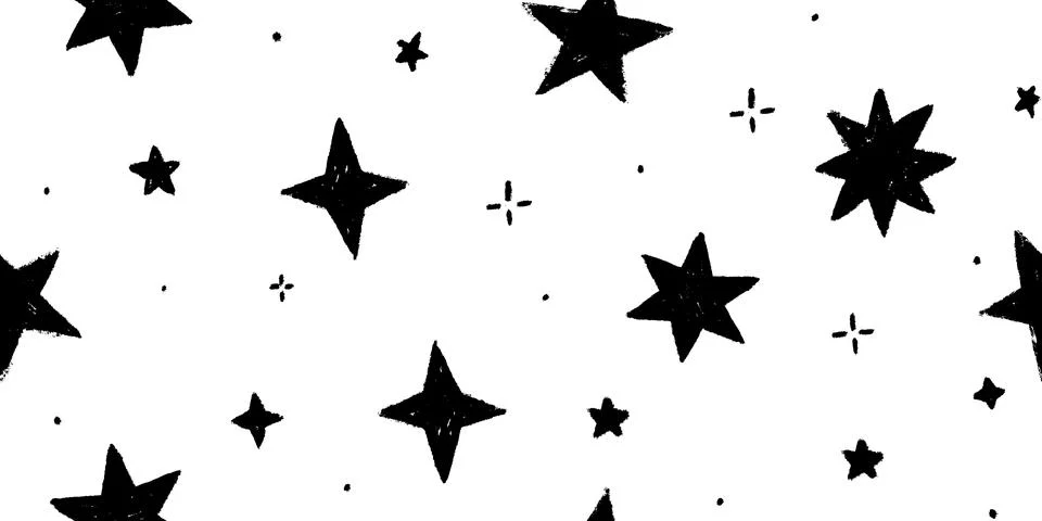 Vector kids pattern with doodle textured stars. Vector seamless background... Stock Illustration