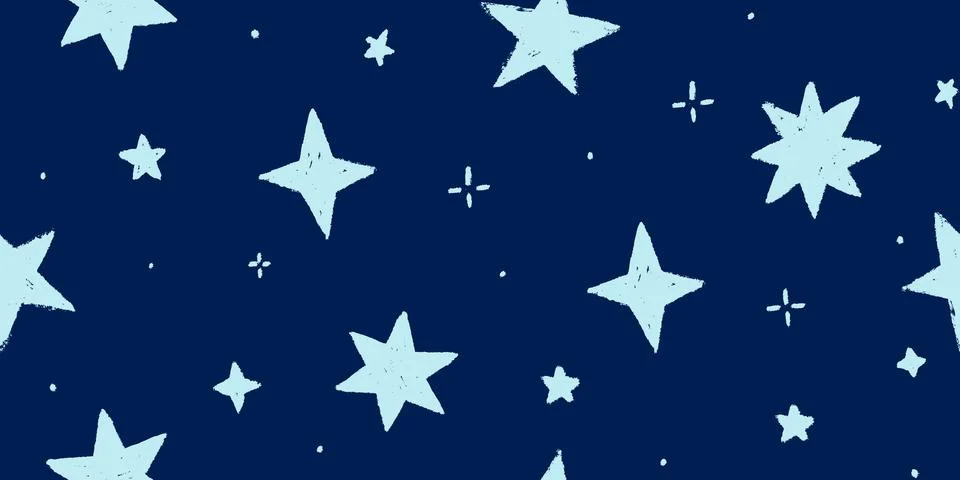 Vector kids pattern with doodle textured stars. Vector seamless background... Stock Illustration