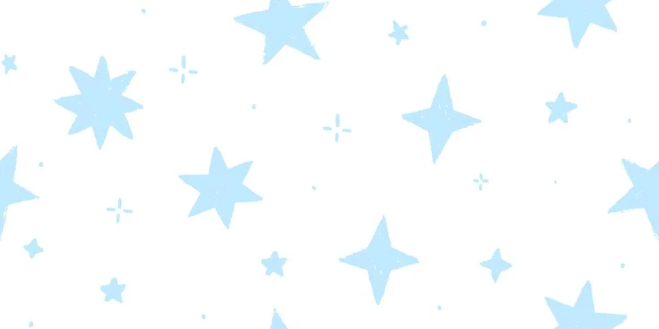 Vector kids pattern with doodle textured stars. Vector seamless background, b Stock Illustration