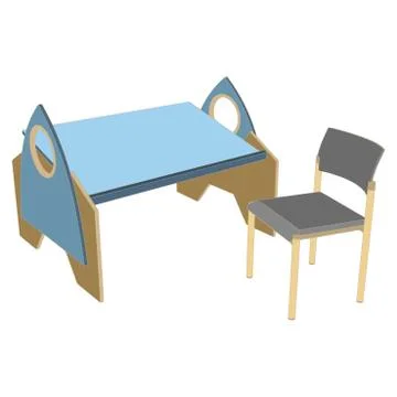 Vector kids room table illustration children interior flat design chair class Stock Illustration