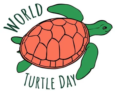 Vector kinder turtle for kids - world turtle day greeting card Stock Illustration